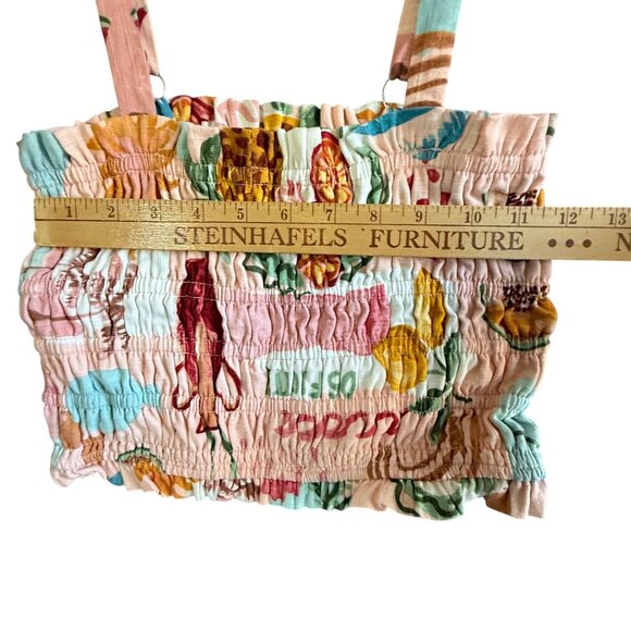 Paper Heart Colorful Fruit Print Smocked Cropped Tank Top Small Multicolor - Picture 5 of 6